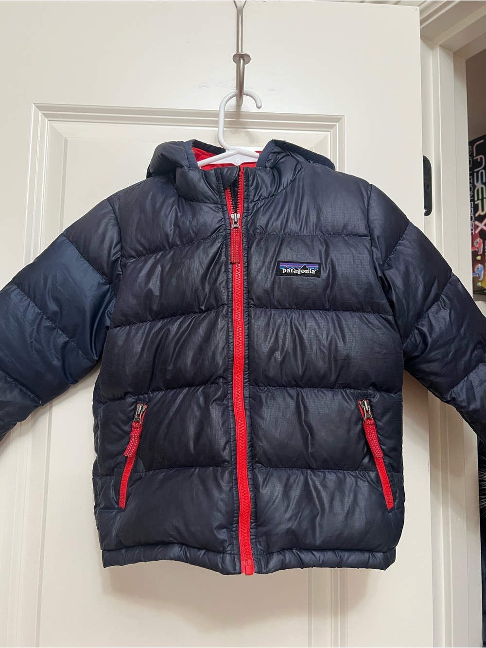 Patagonia Kids Navy Puffer Jacket with Red Accents